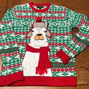 Ugly Christmas Sz S Reindeer Red Pom Pom  Sweater